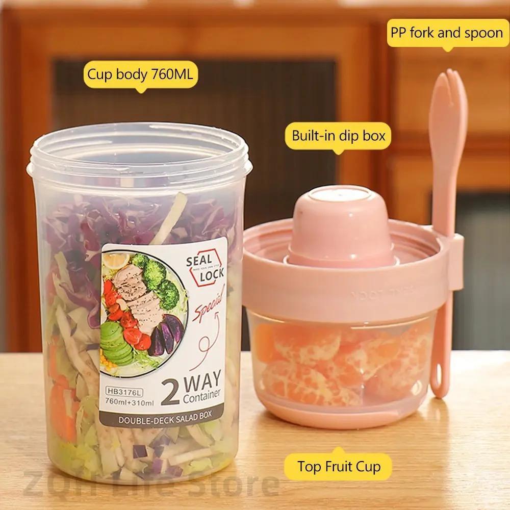 Salad Jar with cutlery and sauce container