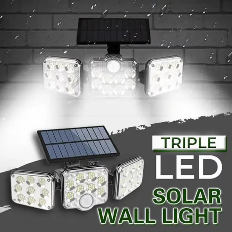 Triple Solar Wall Light With
