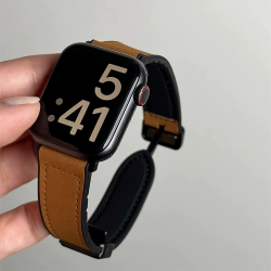 Elegant Brown Leather Apple Watch Strap (42-44-45-49-Series 10-46mm)